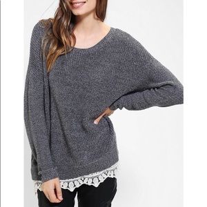 Urban Outfitters Lace Trim Sweater in Gray